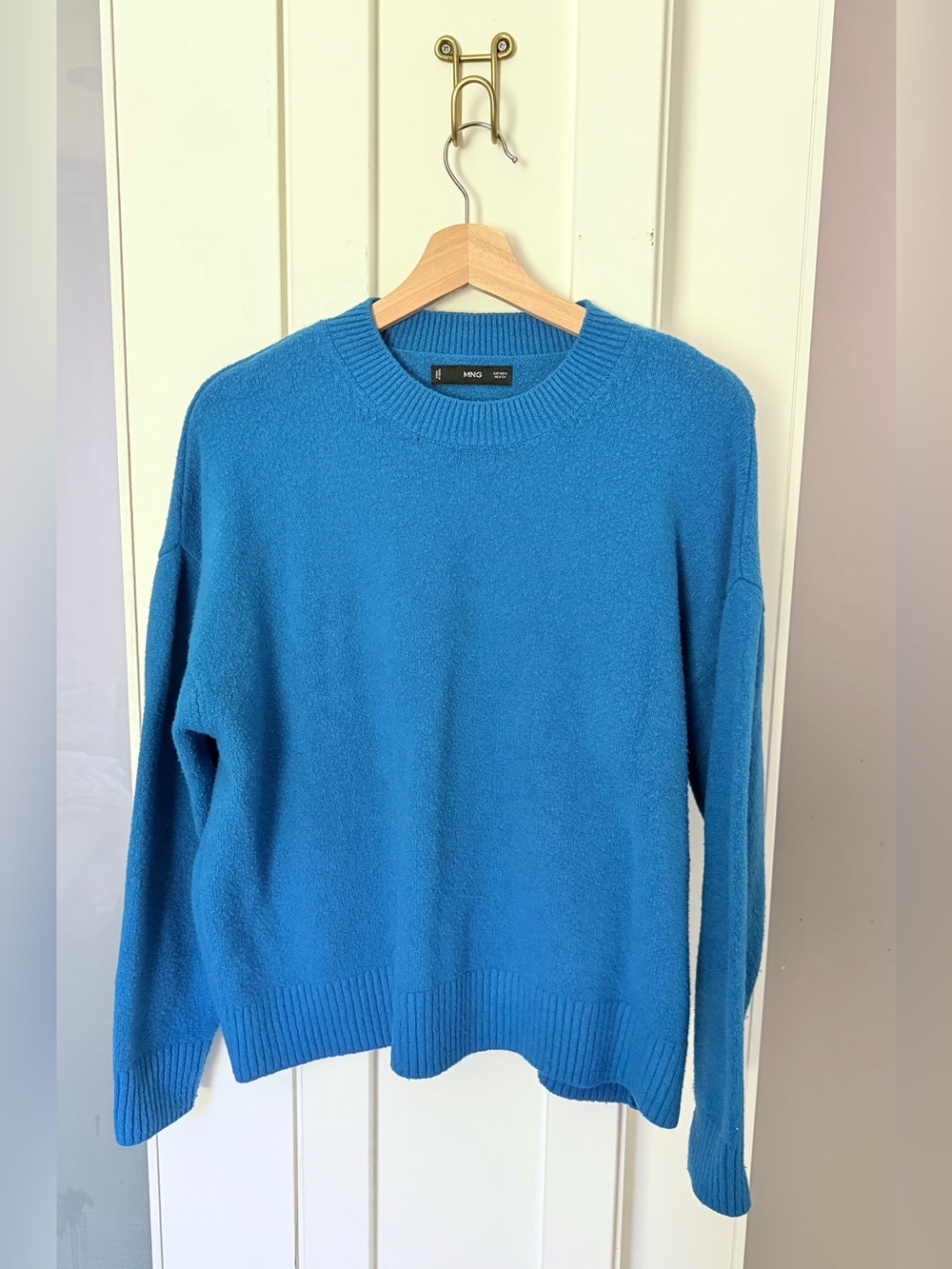 Mango Oversized Crewneck Sweater in Bright Blue